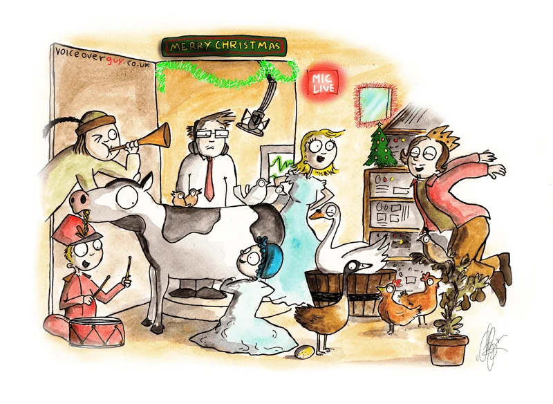 Voiceover cartoon about the 12 days of Christmas by Guy Harris
