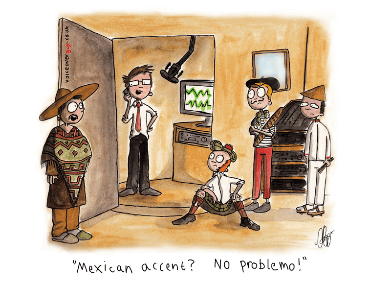 Voiceover cartoon about doing accents by Guy Harris