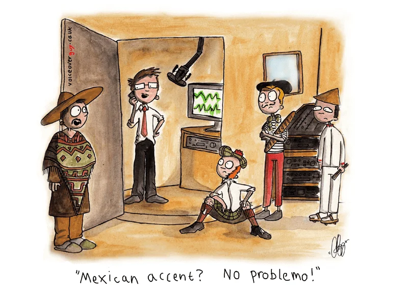 Voiceover cartoon about doing accents by Guy Harris