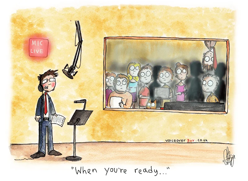 Voiceover cartoon about nerves before an agency audition by Guy Harris