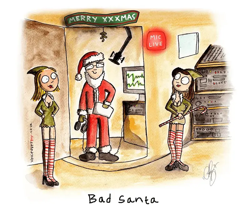 Voiceover cartoon about a bad Santa voiceover performance by Guy Harris