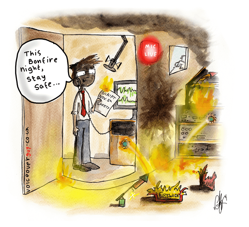 Voiceover cartoon about November 5th bonfire night scary voiceover by Guy Harris