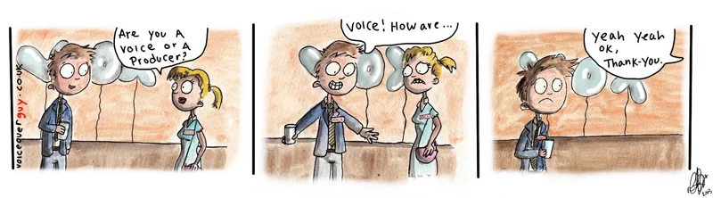 Voiceover cartoon about hunting for voiceover work by Guy Harris