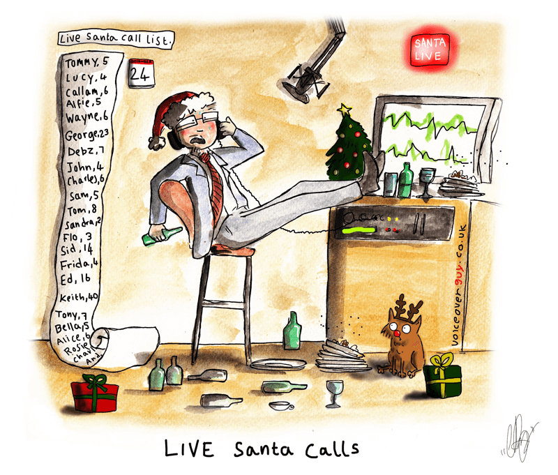 Voiceover cartoon about live Santa Claus telephone calls by Guy Harris