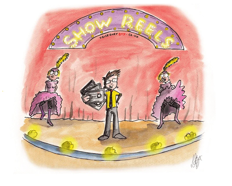 Voiceover cartoon about creating a professional voiceover showreel by Guy Harris