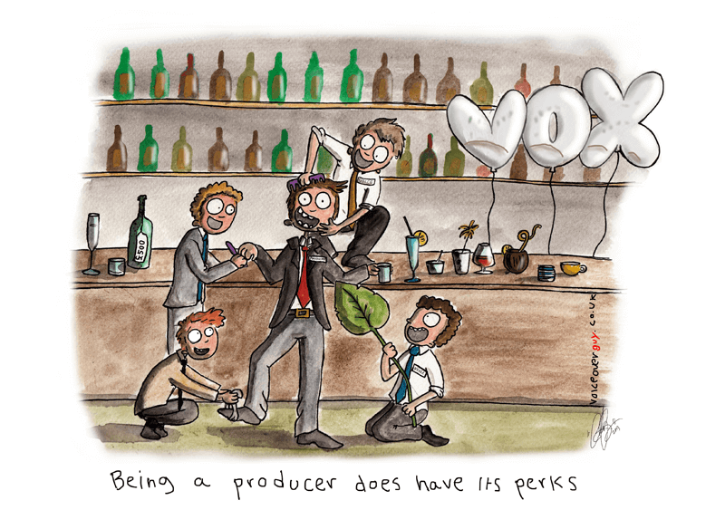 Voiceover cartoon about VOX and being a producer by Guy Harris