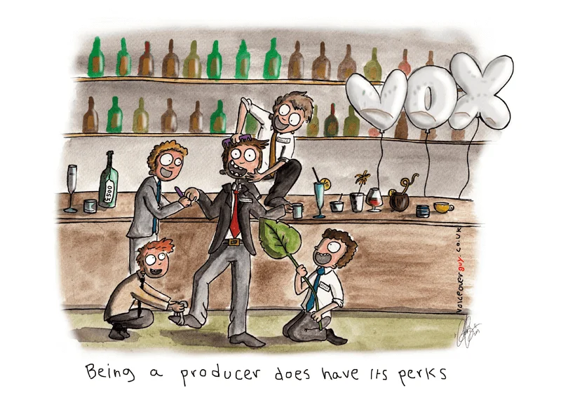 Voiceover cartoon about VOX and being a producer by Guy Harris